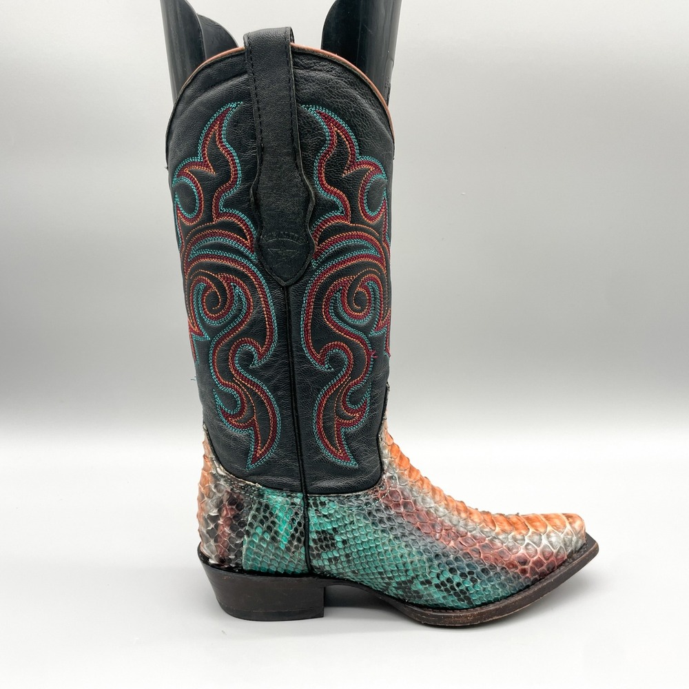 Los Altos Womens 6 Python Snakeskin Western Boots Snip Toe Cowgirl Boho Festival